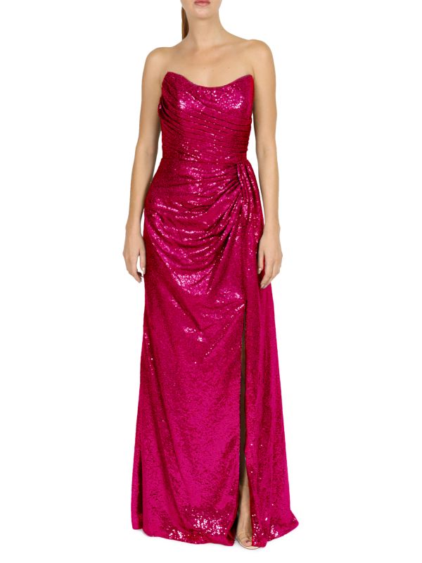 Rene Ruiz Collection Strapless Sequin Slit Gown